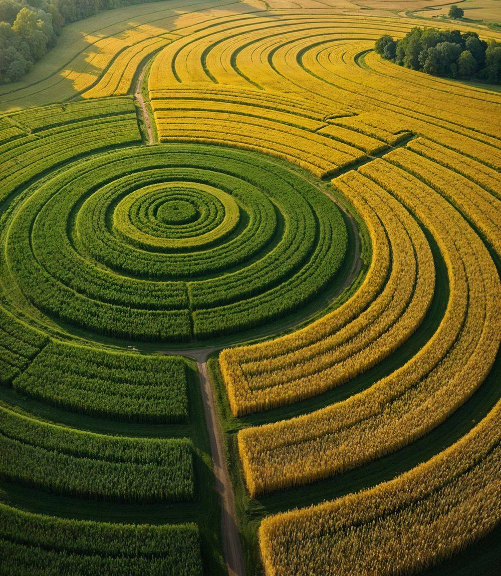 Vista aérea de lavoura em tons de verde e dourado — crédito rural com a Agrolumina